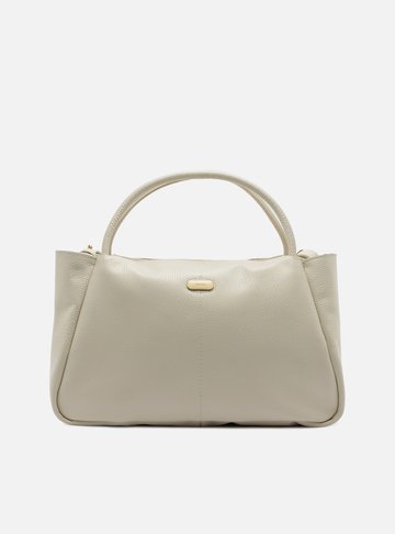 Bolsa Tote Branca Couro Grande Tag Metal