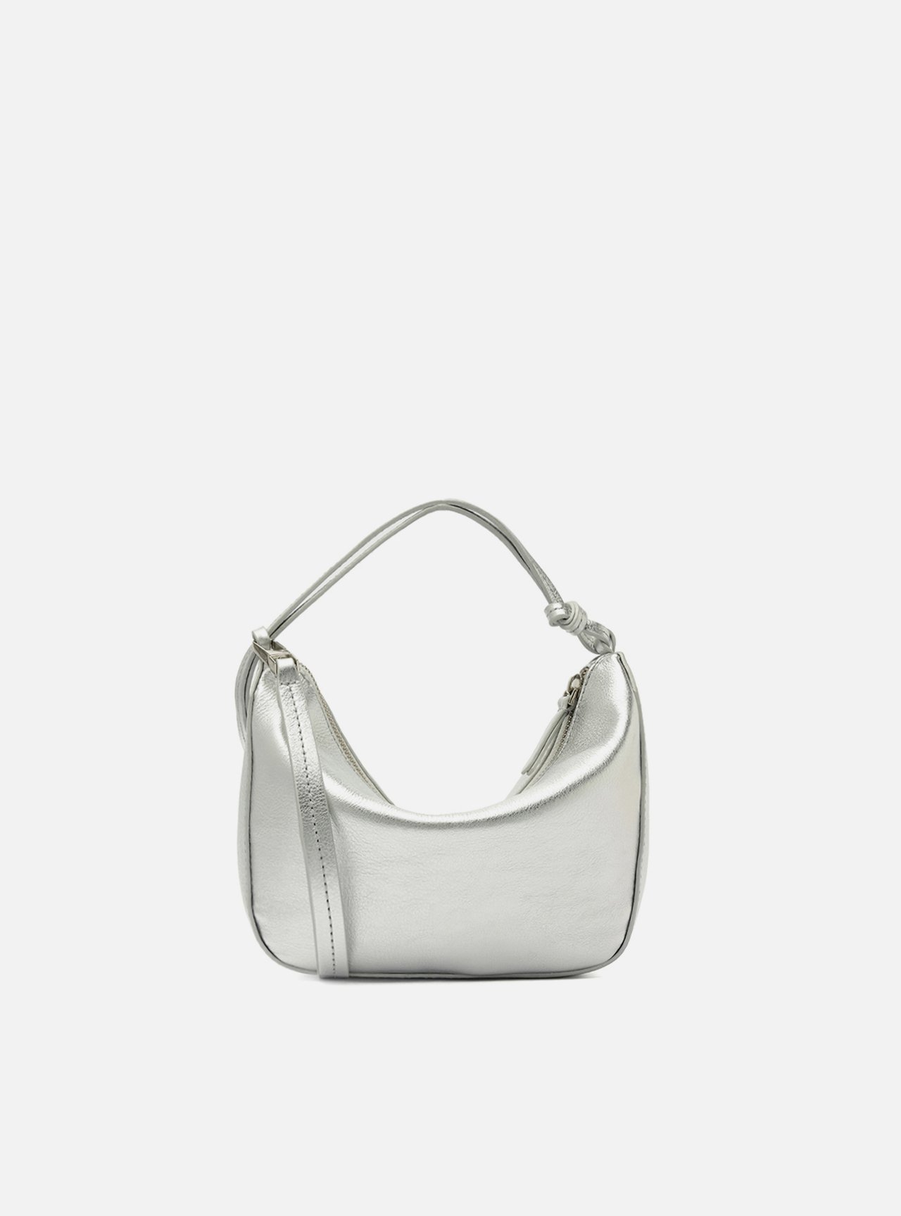 Bolsa Tiracolo Prateada Couro Pequena Alças Mix — foto 3