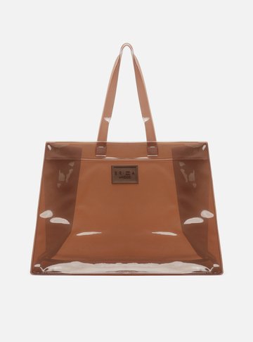 Bolsa Shopping Marrom Vinil Liz Grande Brizza