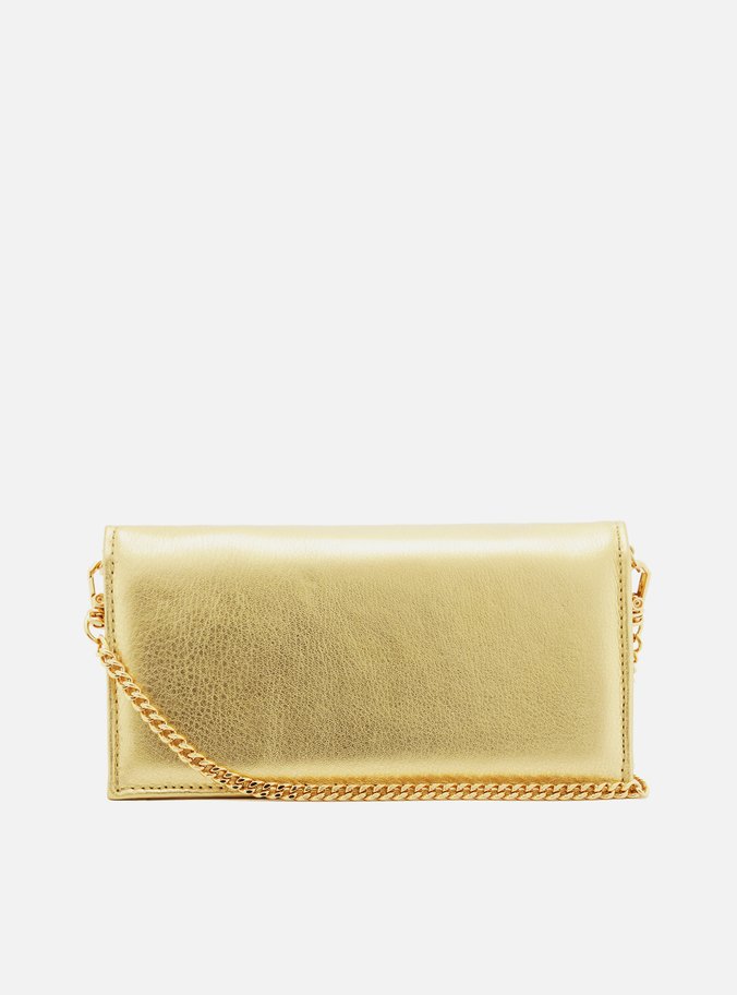 Clutch Dourada Couro Pequena Rebites