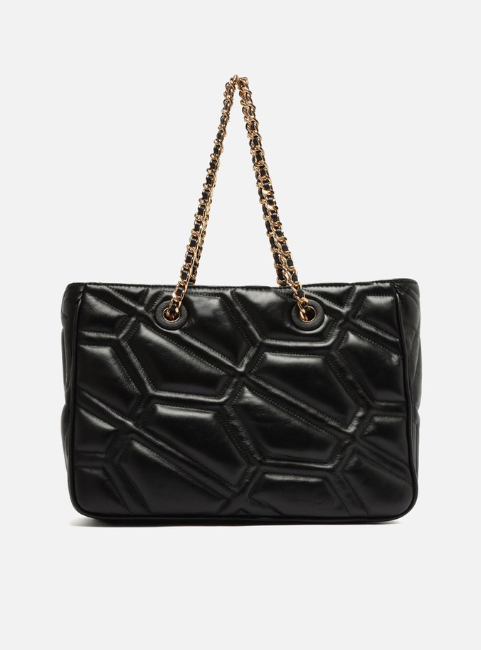 Bolsa Shopping Preta Couro Emma Grande