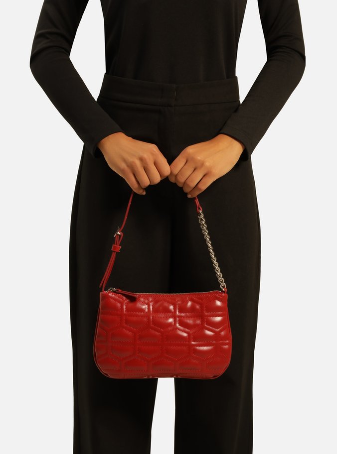 Bolsa Tiracolo Vermelha Matelassê Pequena Corrente
