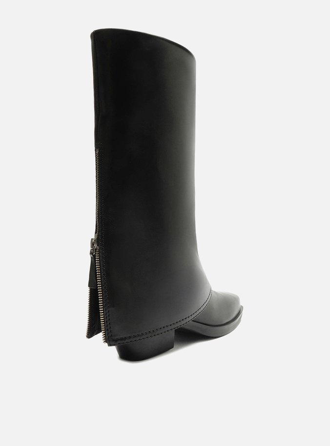 Bota Preta Couro Cano Médio Montaria Capa