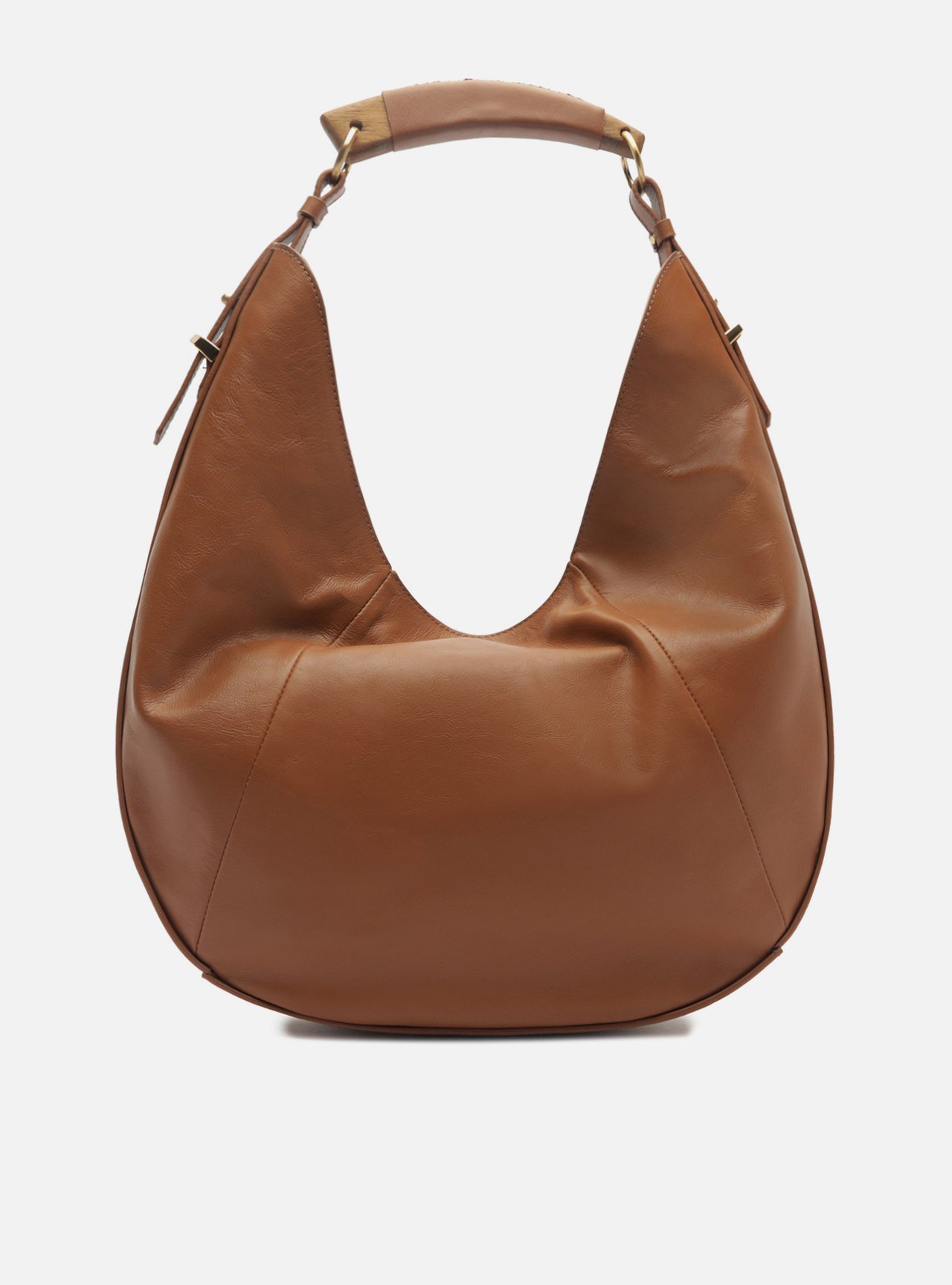Bolsa Hobo Marrom Couro Grande Tressê — foto 3