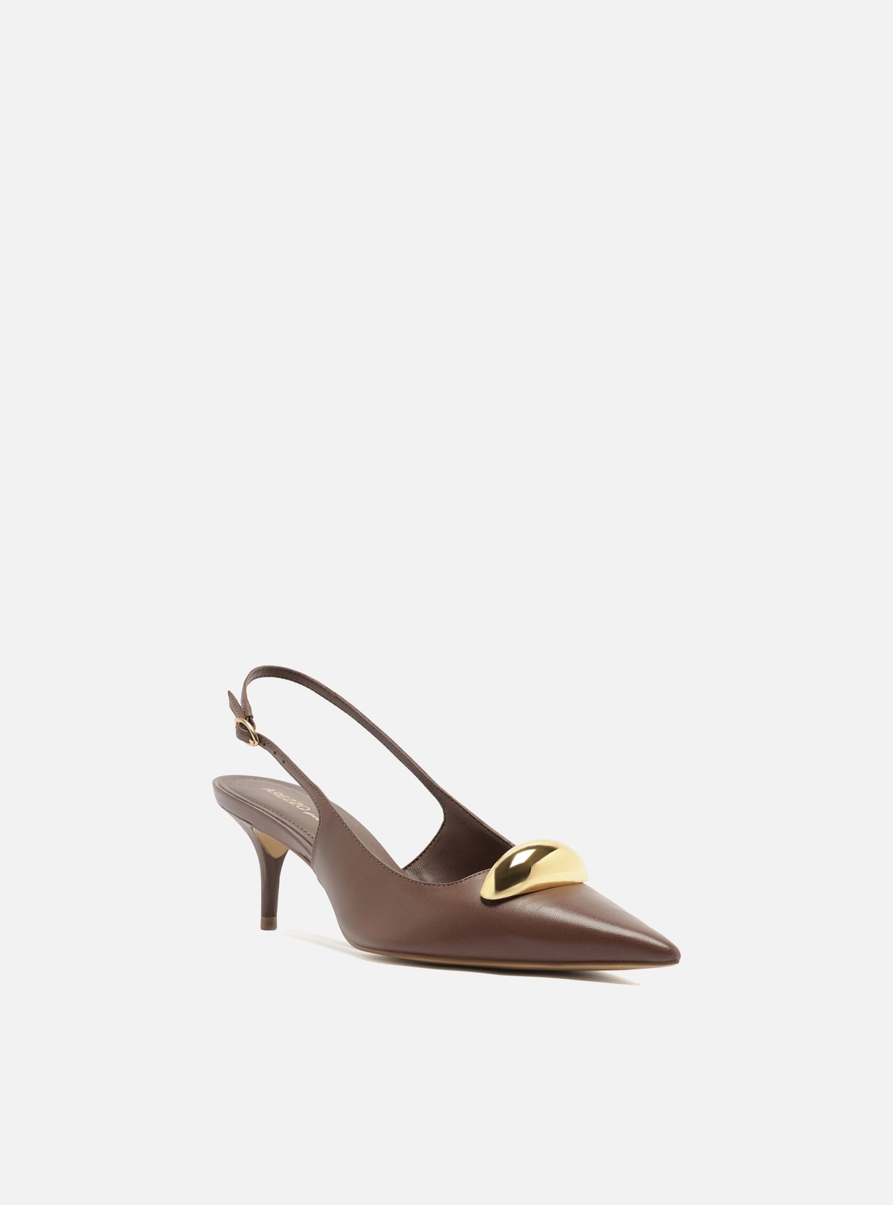 Scarpin Marrom Couro Slingback Metal Silvia Braz — foto 2