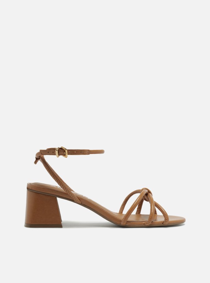 Sandália Marrom Salto Bloco Custom Anklet