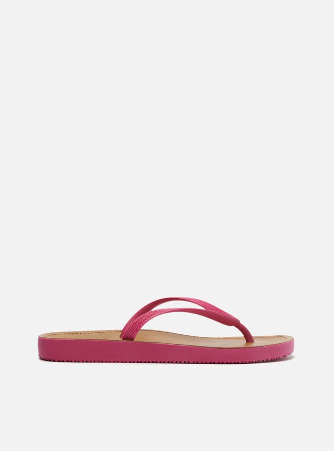 Chinelo de Dedo Rosa Palmilha Marrom