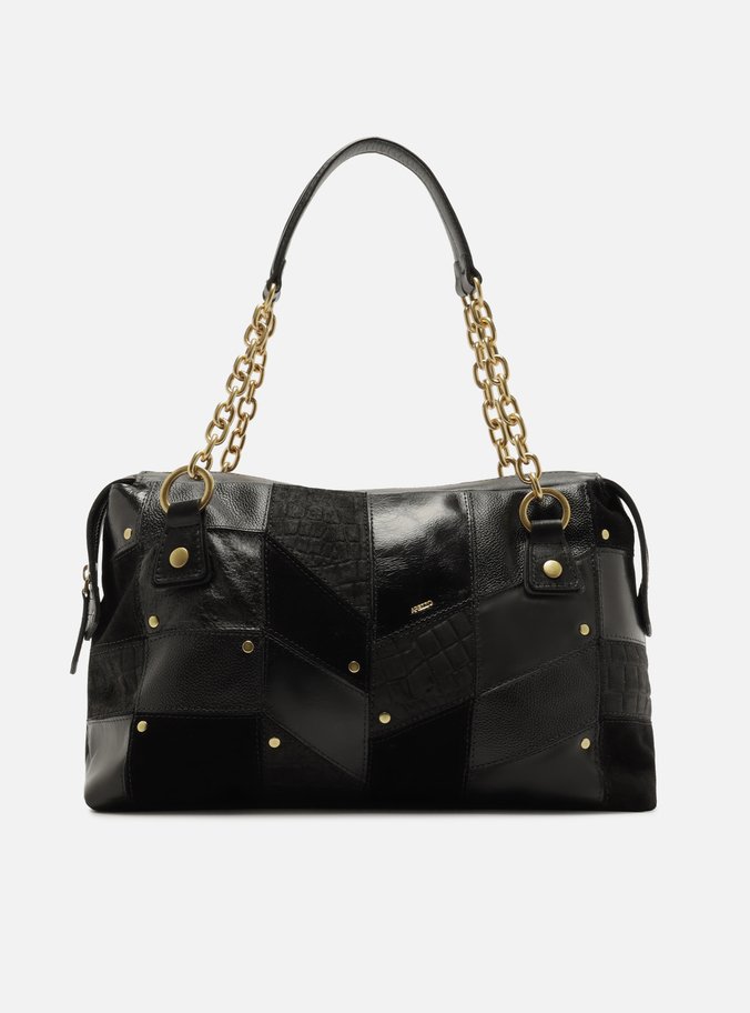 Bolsa Bowling Preta Couro Grande