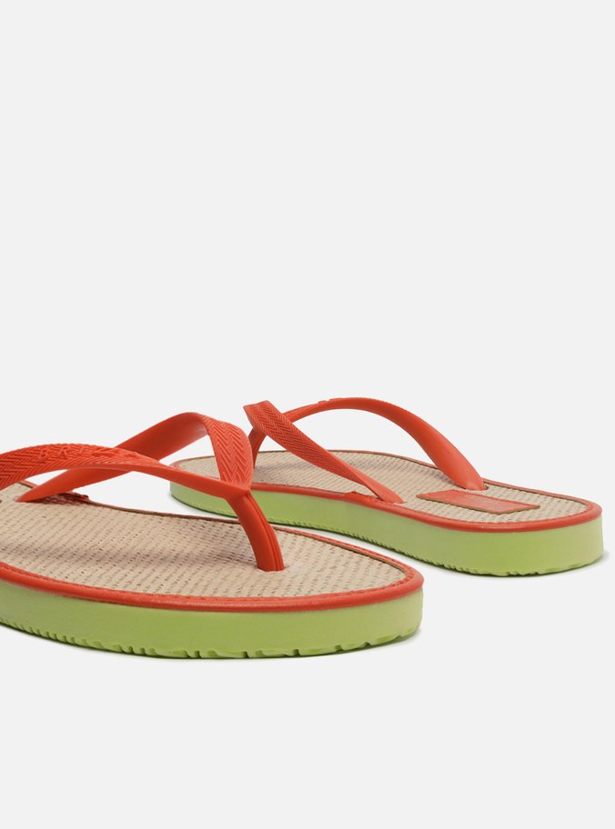 Chinelo de Dedo Laranja Palmilha Palha Brizza Color