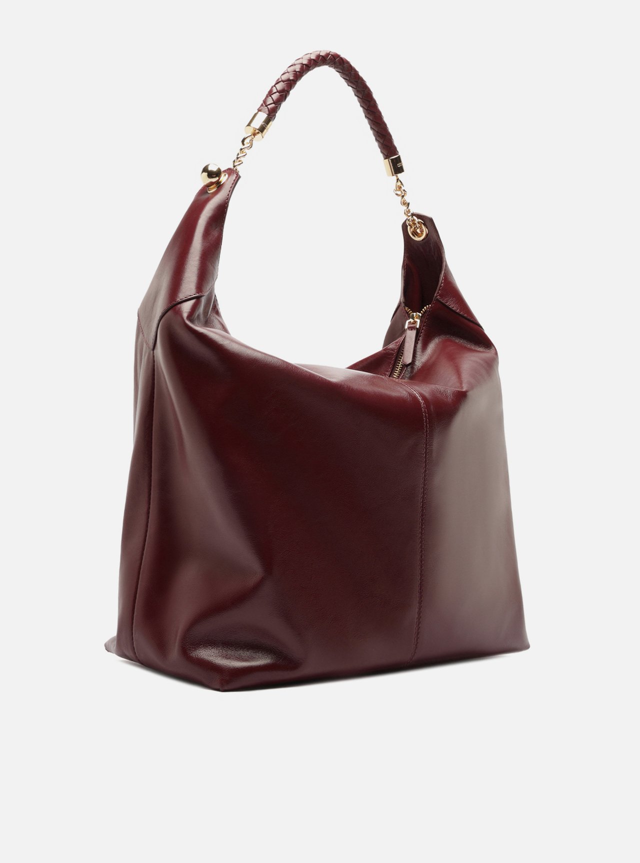 Bolsa Hobo Vermelha Couro Grande Tressê — foto 5