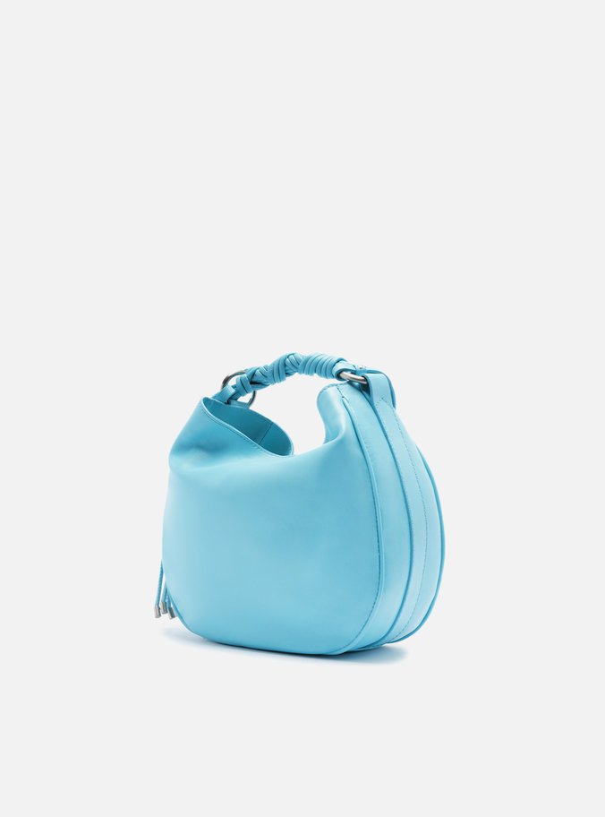 Bolsa Tiracolo Azul Couro Pequena Alça Torcidos