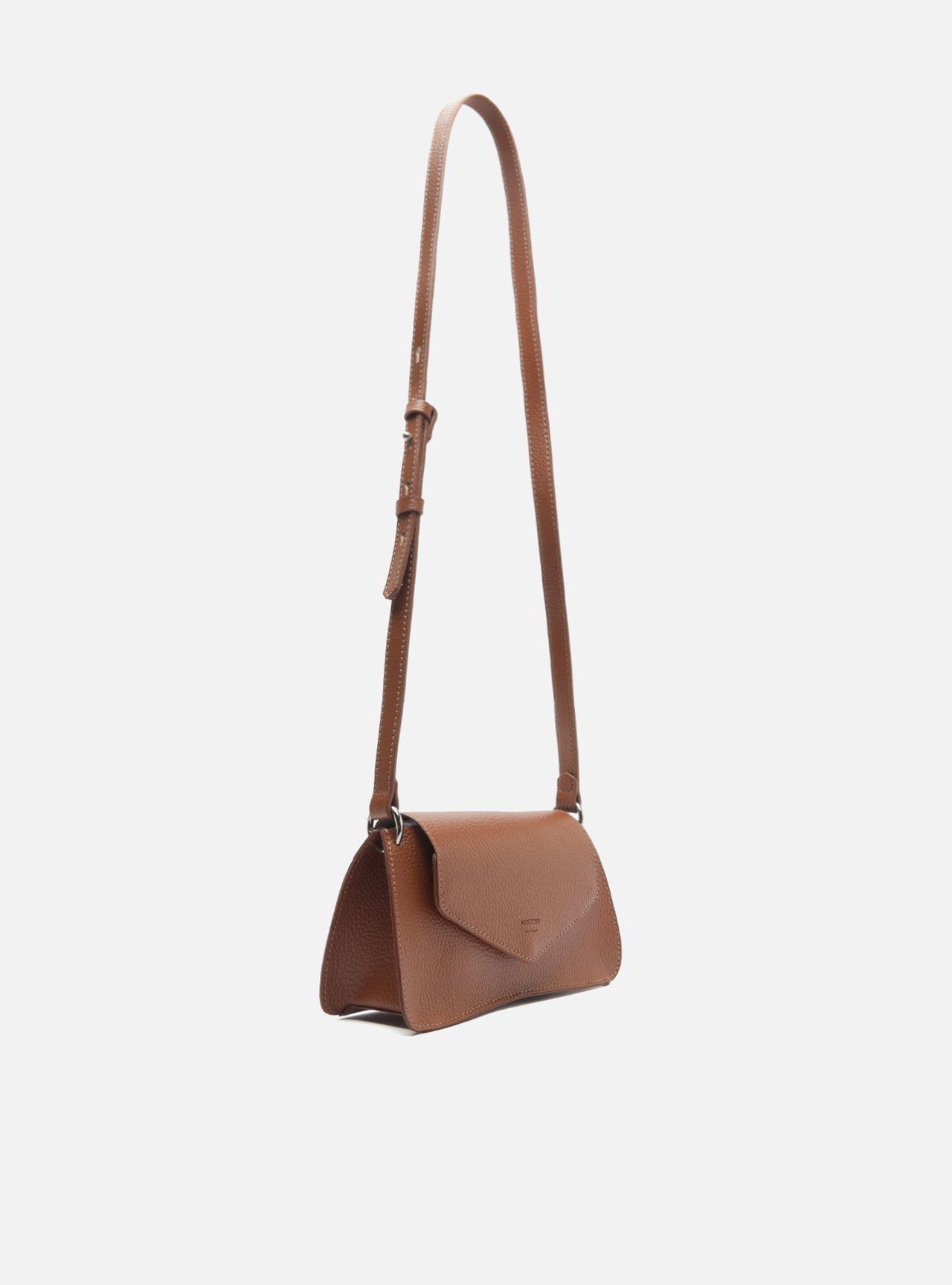 Bolsa Tiracolo Marrom Média Granulada Metais — foto 5
