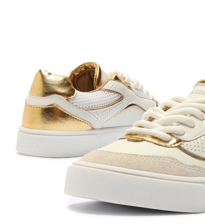 Tênis Infantil Branco Dourado Flatform Bambini