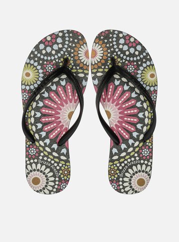 Chinelo de Dedo Preto Estampa Color Marrocos