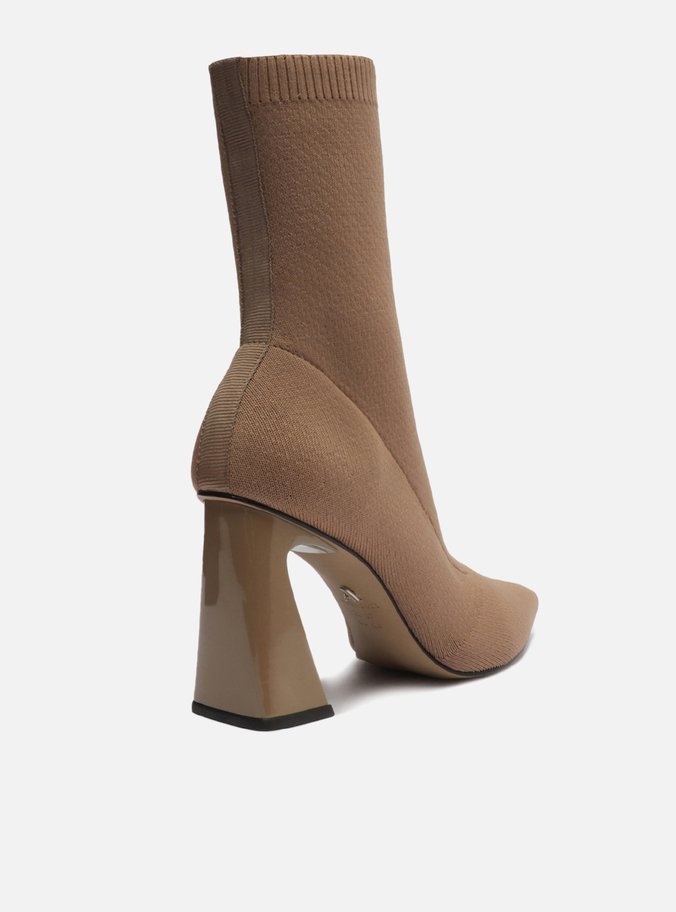 Bota Skinny Nude Knit Cano Curto