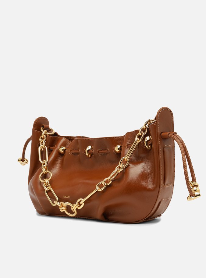 Bolsa Shoulder Marrom Couro Grande Corrente