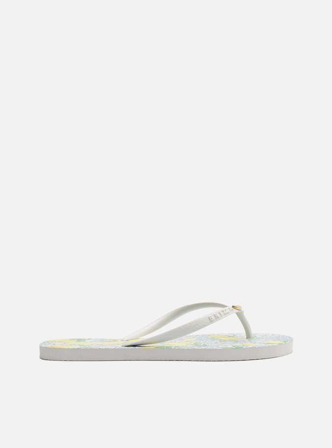 Chinelo de Dedo Branco Estampado Limão