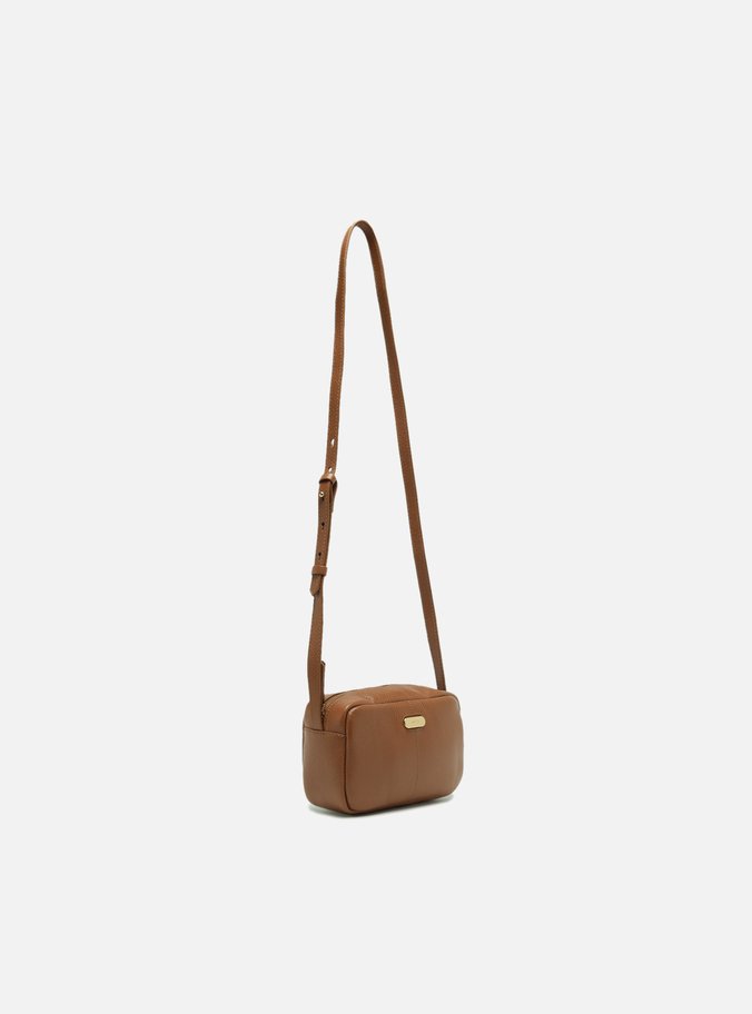 Bolsa Tiracolo Marrom Couro Pequena Tag Metal