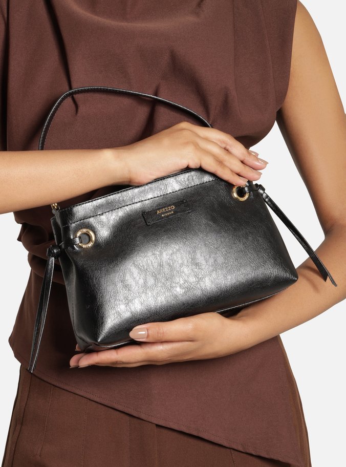 Bolsa Tote Preta Pequena Metais