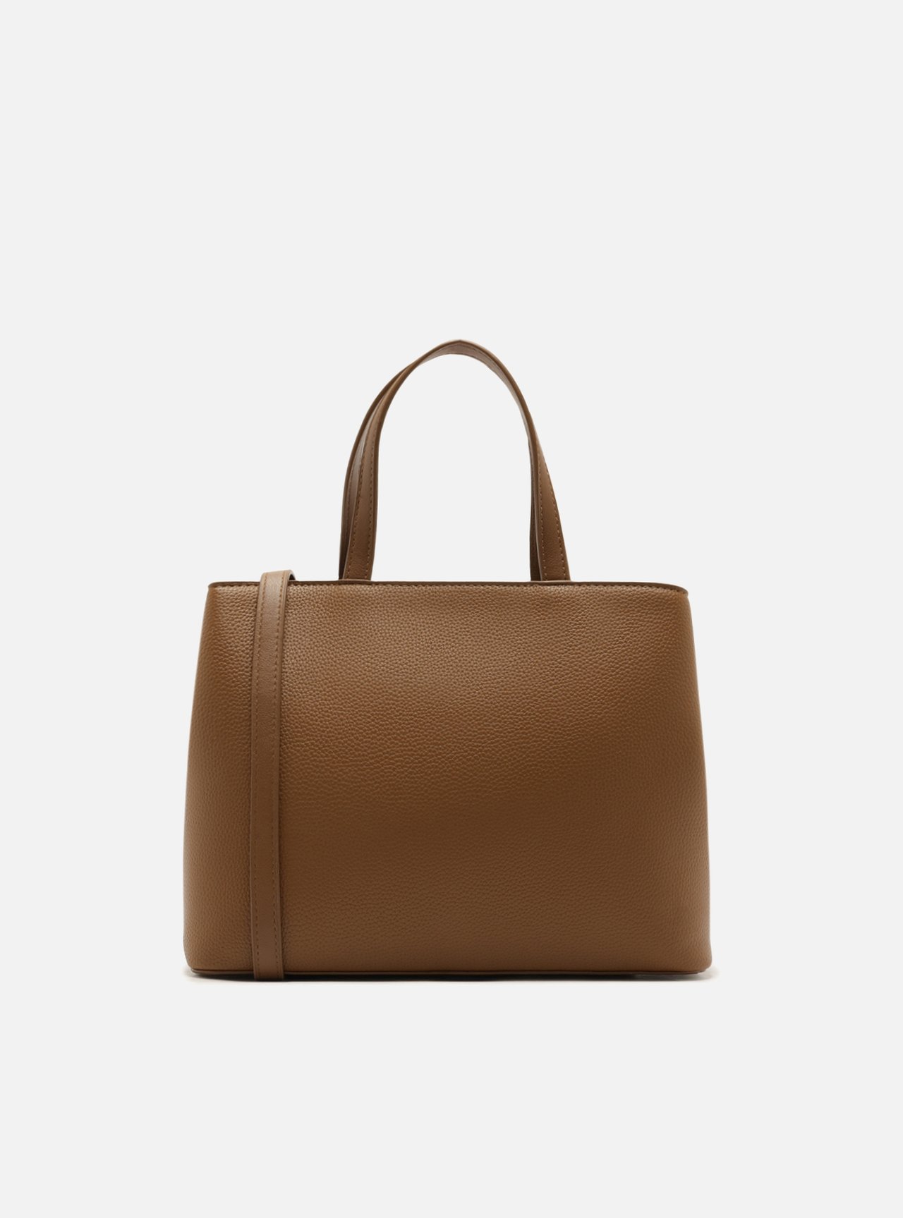 Bolsa Tote Marrom Média Granulada Metais — foto 3
