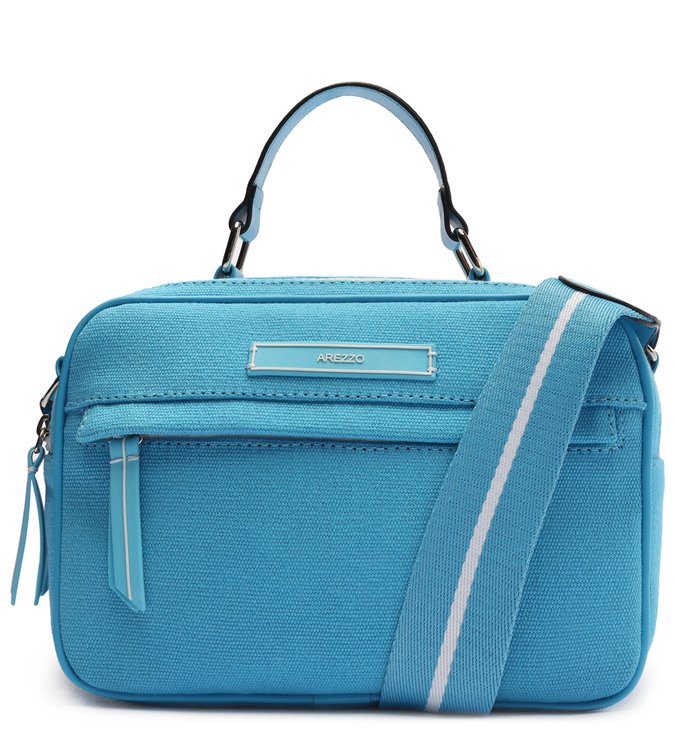 Bolsa Tiracolo Azul Lona ZZ Play Média Divine | Arezzo