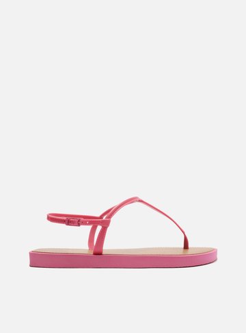 Sandália Rasteira Rosa Slim Leaf Thong