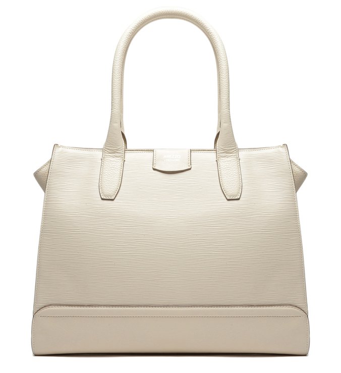 Bolsa Shopping Branca Couro Pipa Grande