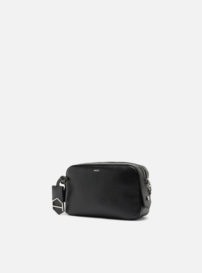 Bolsa Tiracolo Preta Couro Abraccio 2.0 Pequena