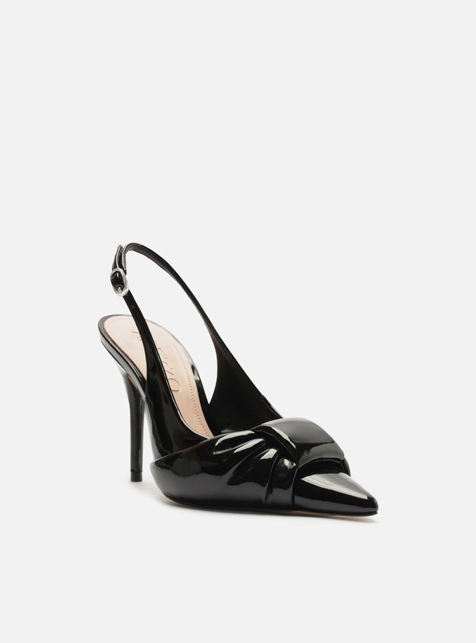 Scarpin Preto Verniz Slingback Puffer