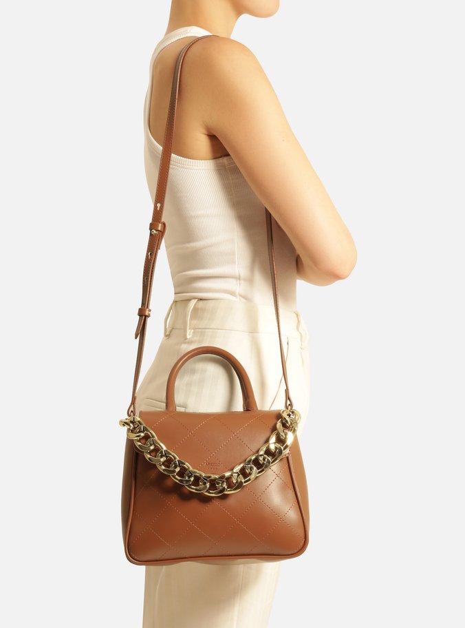 Bolsa Satchel Marrom Pequena Corrente