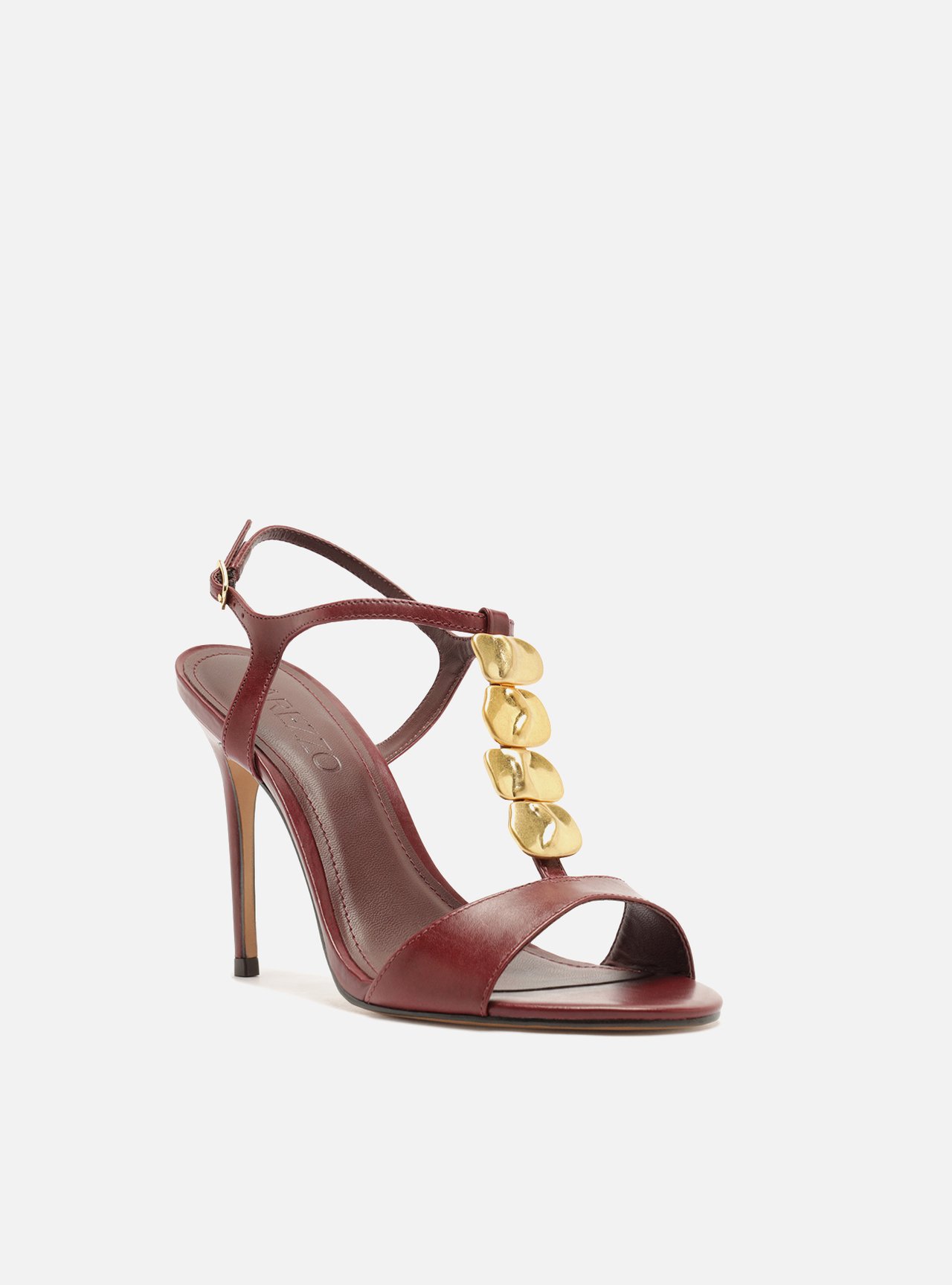 Sandália Vermelha Couro Slingback Salto Fino Metais — foto 2