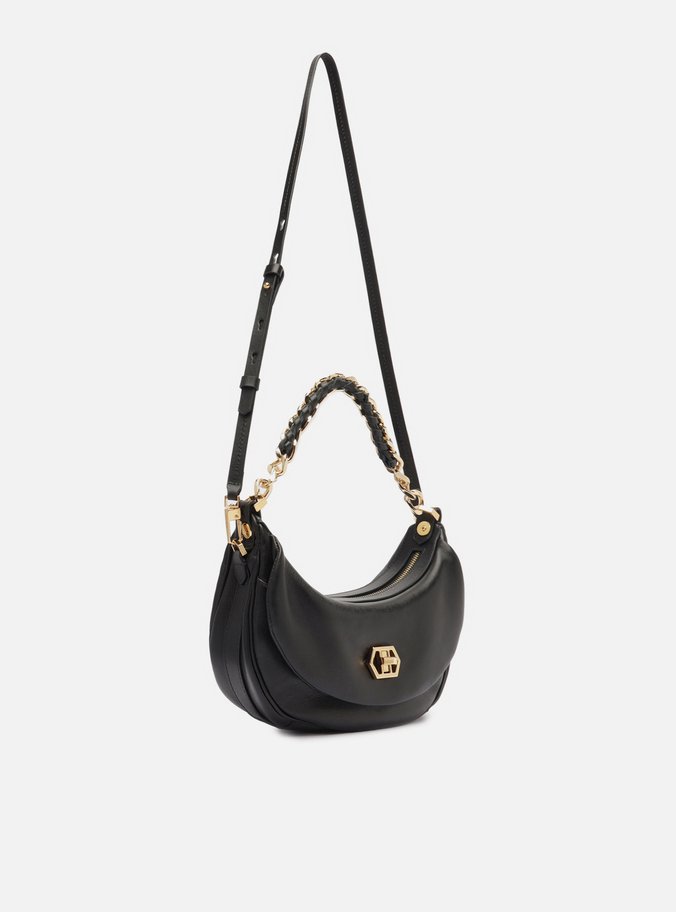 Bolsa Tiracolo Preta Couro Stella Média