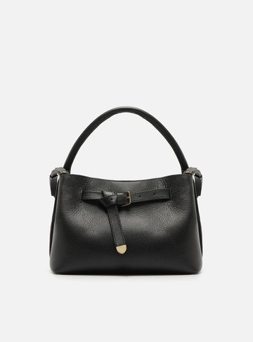 Arezzo — Bolsa Tote Preta Couro Média Fivela