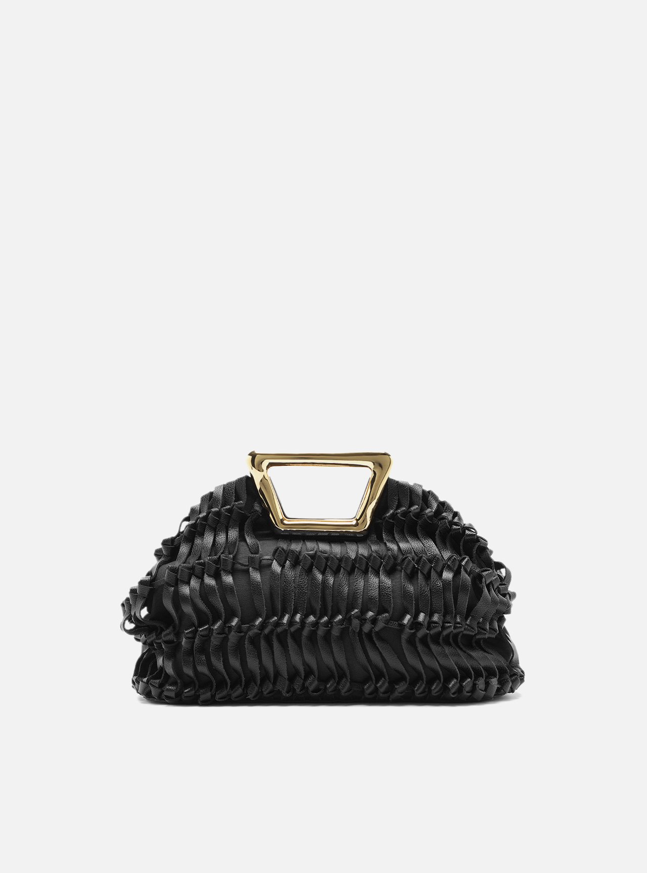 Bolsa Tiracolo Preta Couro Média Alça Metal