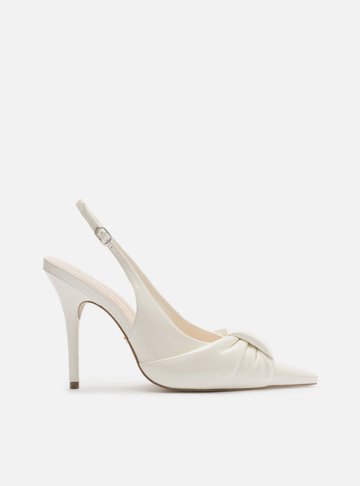 Scarpin Branco Verniz Slingback Puffer
