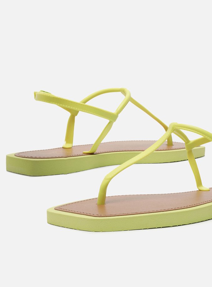 Sandália Rasteira Amarela Slim Square Brizza