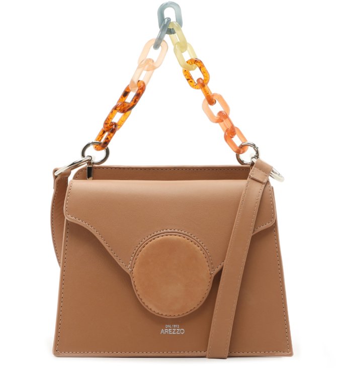 Bolsa Tiracolo Nude Couro Mila Pequena Pale Nut
