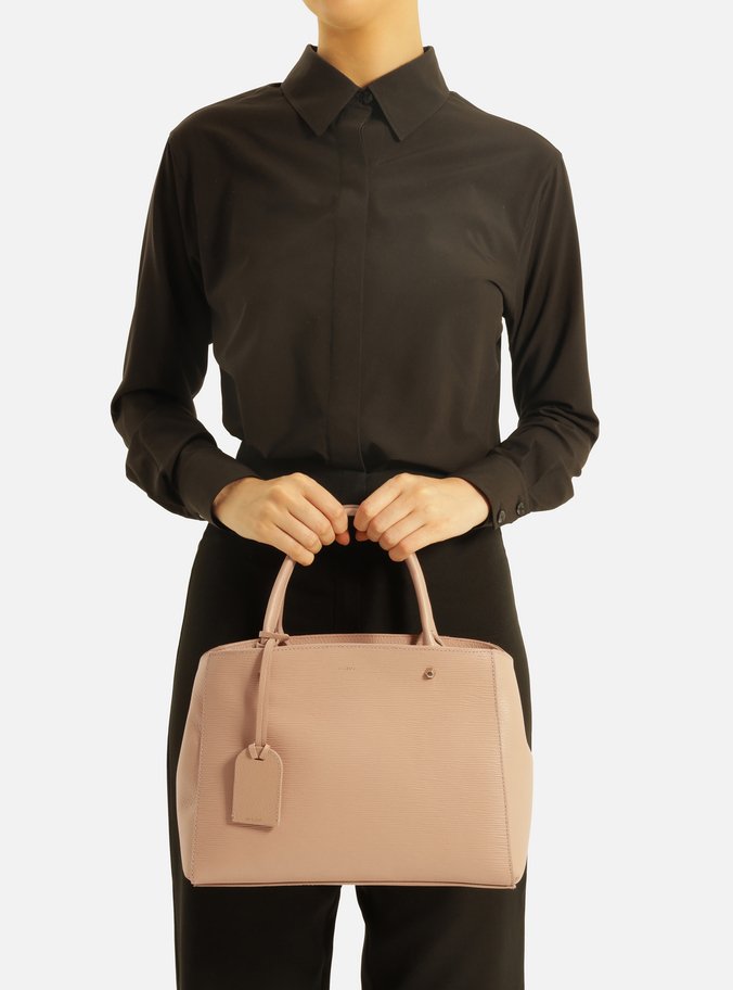 Bolsa Tote Bege Couro Wave Bella Média