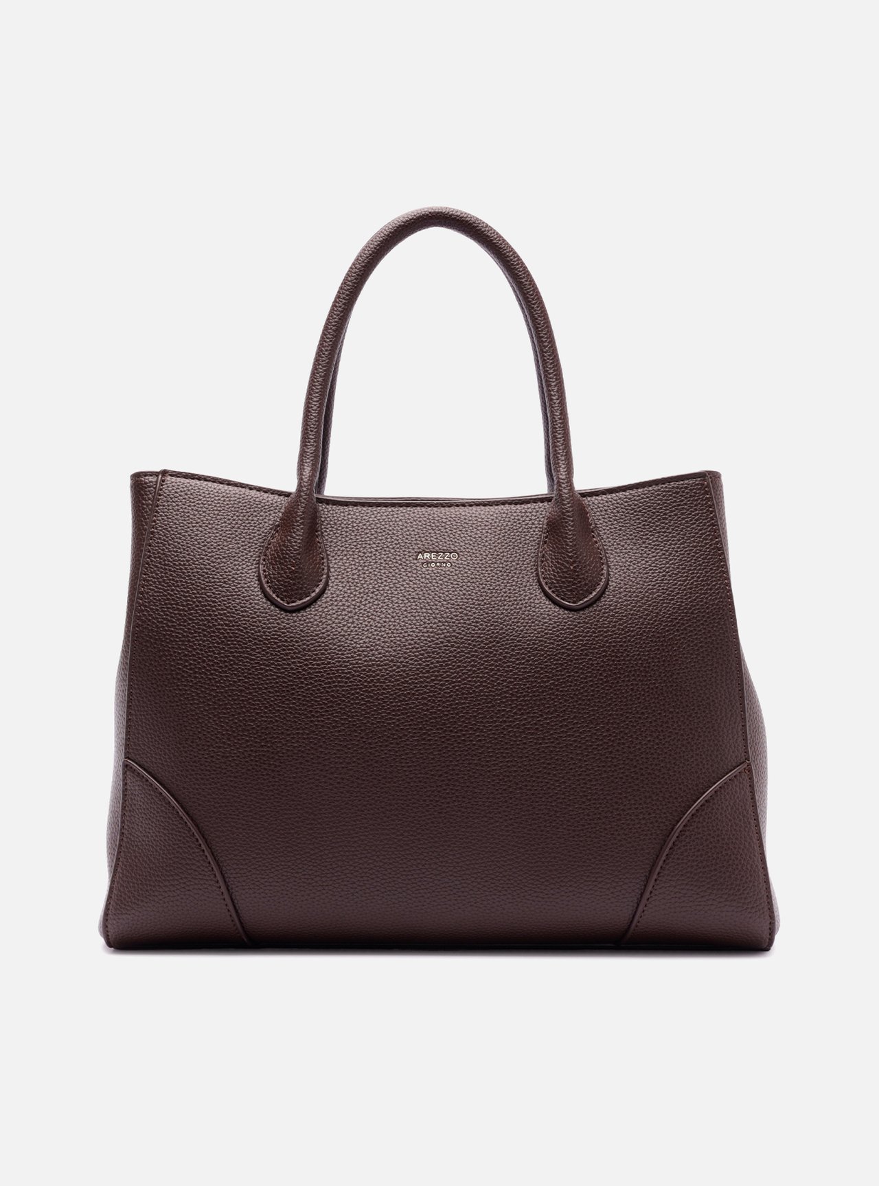 Bolsa Tote Marrom Grande Granulada Metais — foto 1