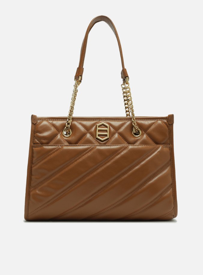 Bolsa Shopping Marrom Couro Grande Matelassê