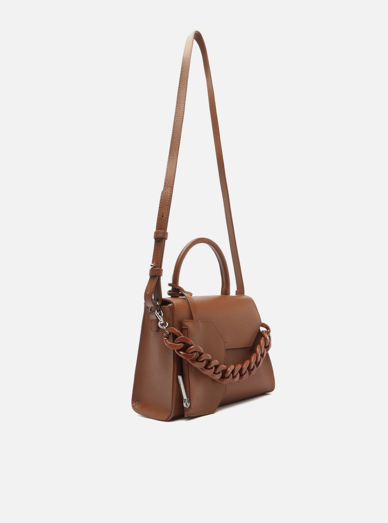 Bolsa Tote Marrom Média Alça Corrente — foto 5