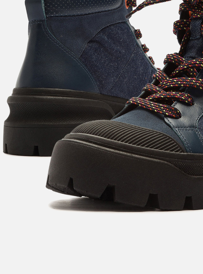 Coturno Azul Jeans Tratorado Rubber Preto