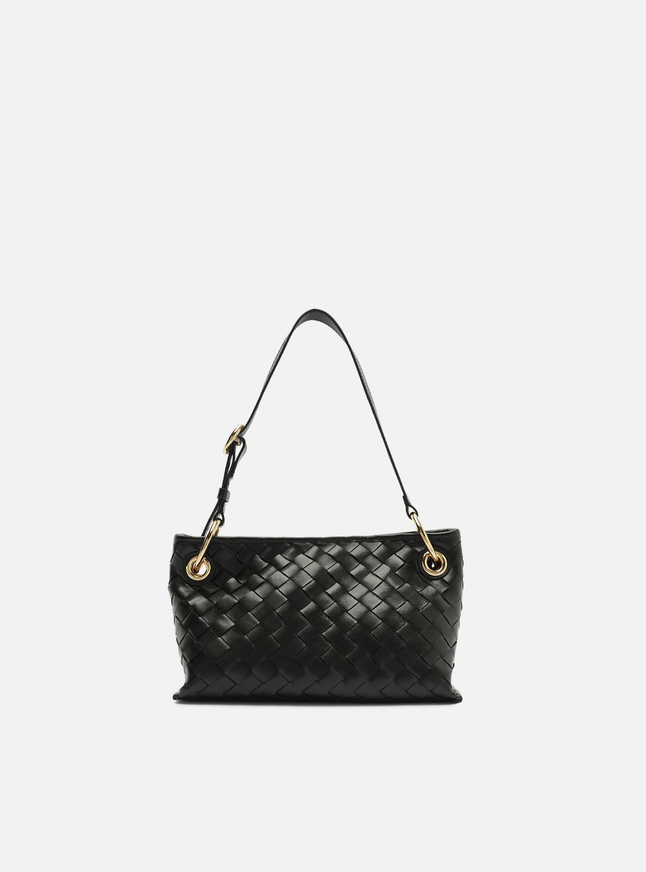 Bolsa Tiracolo Preta Couro Pequena Tressê — foto 1