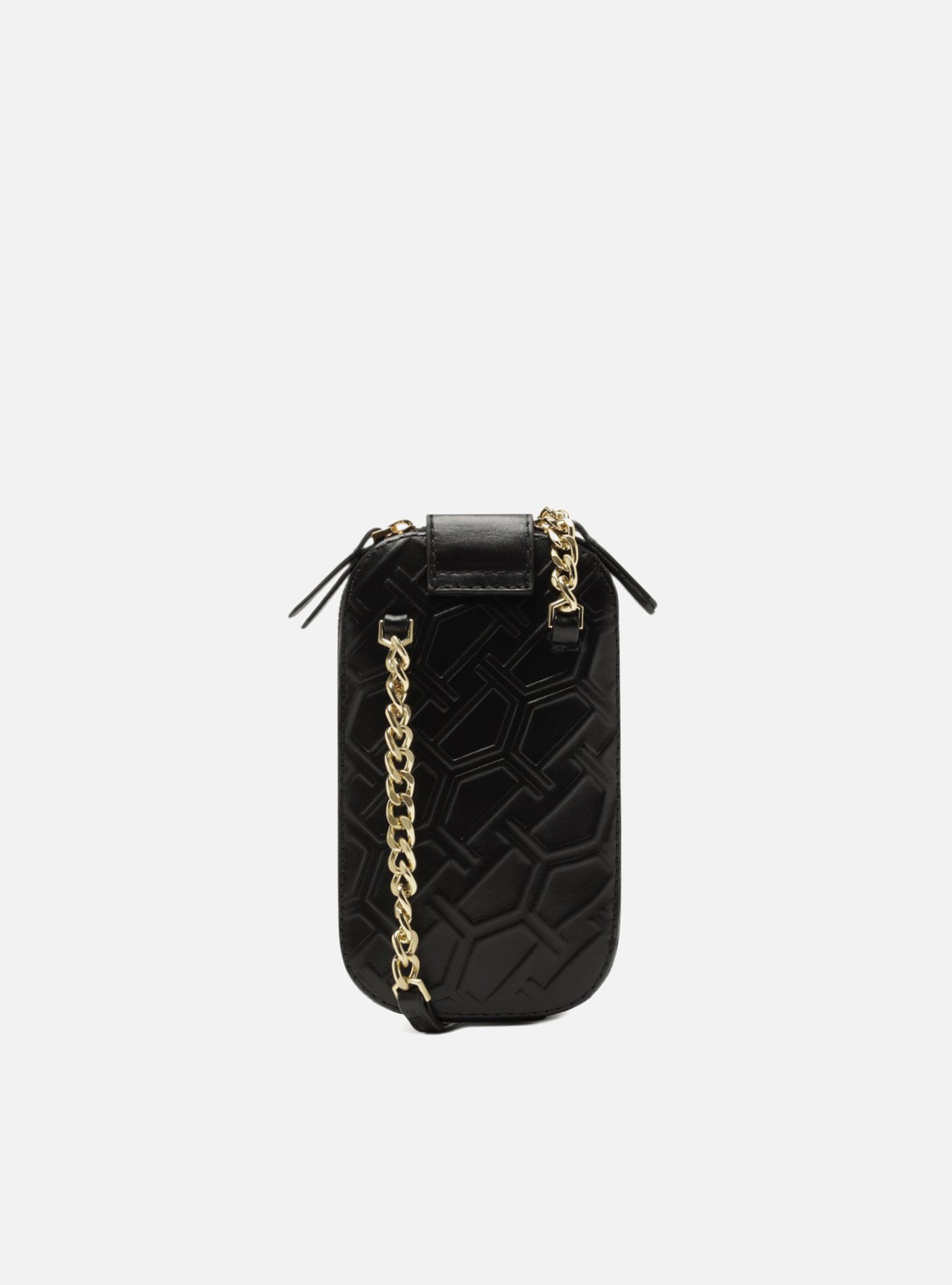 Bolsa Porta Celular Preta Couro Pequena Corrente — foto 3