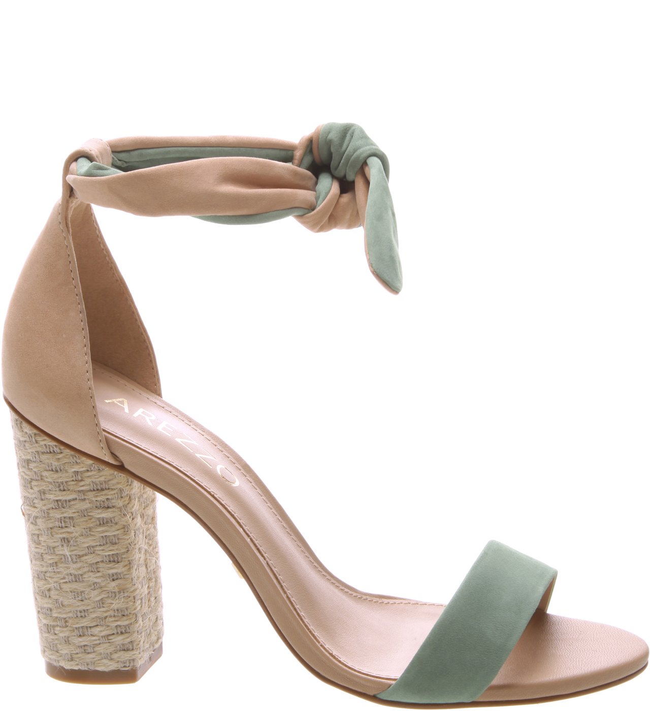 Sand lia Lace up Nobuck Salto Bloco Alto Verde Arezzo