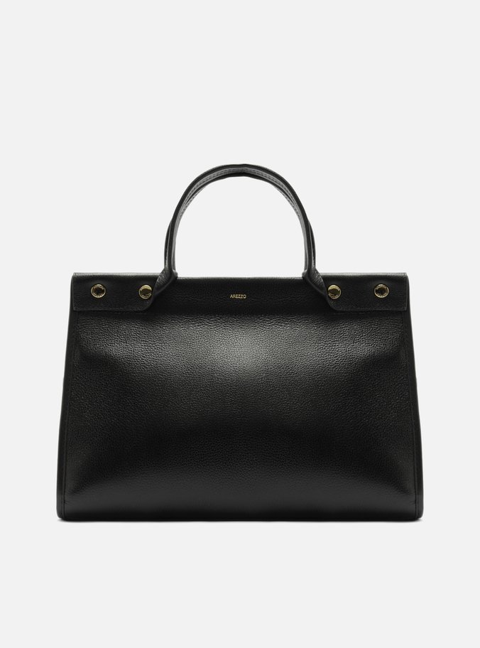 Bolsa Tote Preta Couro Grande Estruturada