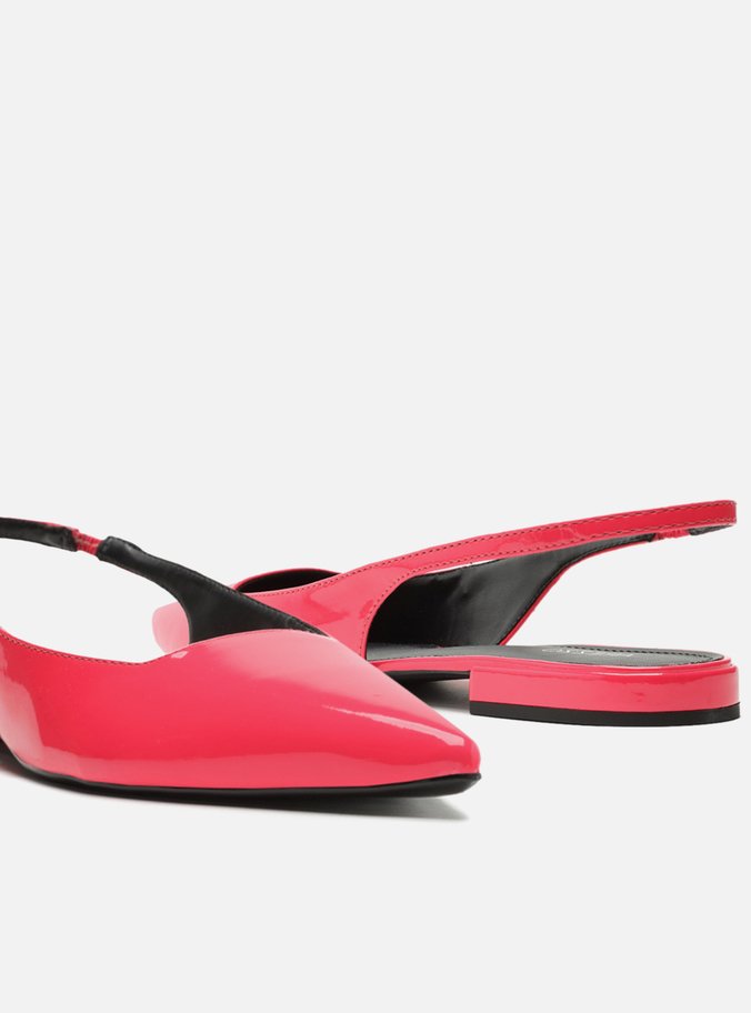 Sapatilha Rosa Verniz Bico Fino Slingback