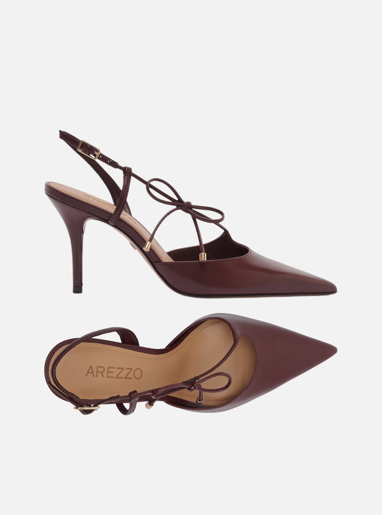 Scarpin Vermelha Couro Slingback Salto Fino Lacinho — foto 5