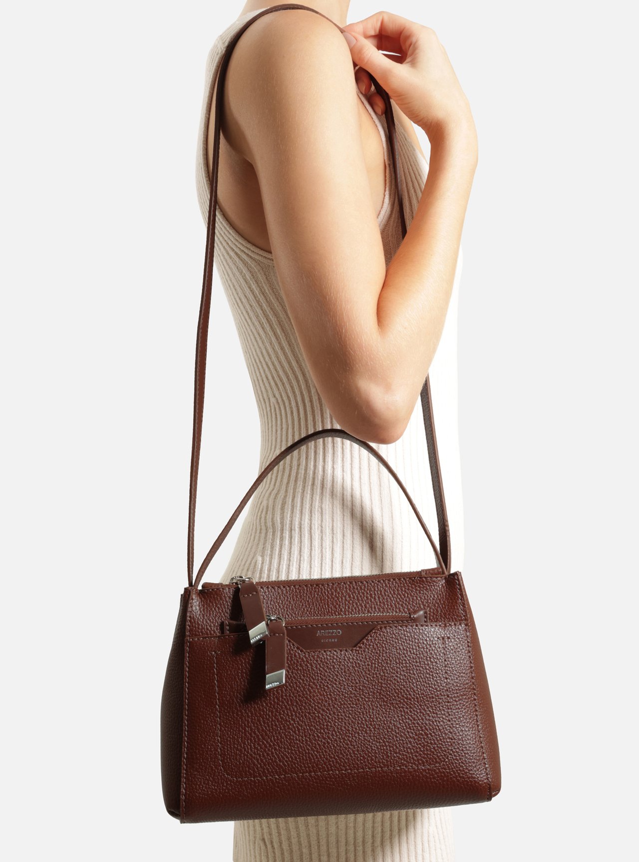 Bolsa Tote Marrom Média Metais — foto 7