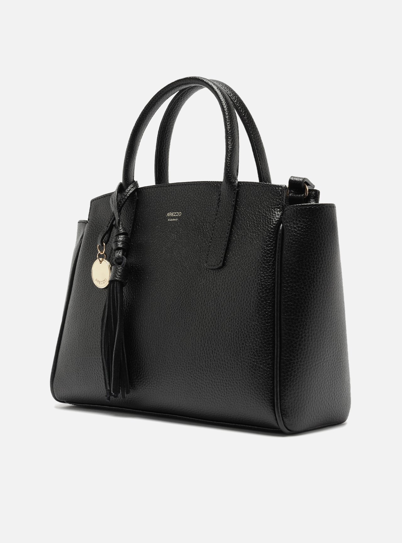Bolsa Tote Preta Textura Grande Charms — foto 2